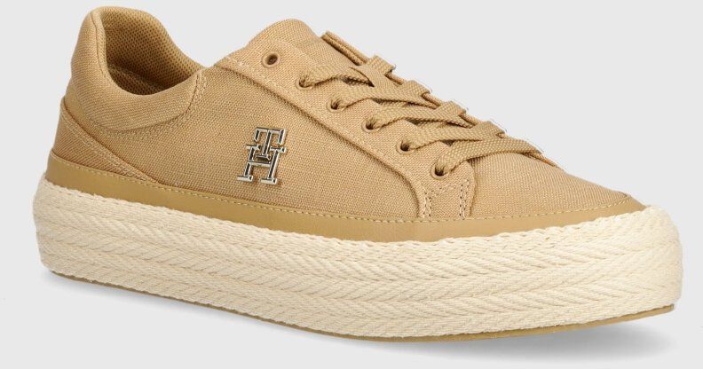 Tenisky Tommy Hilfiger VULC dámske, béžová farba, FW0FW07673