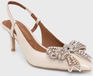 Kožené lodičky Kurt Geiger London Belgravia Bow Sling béžová farba, 621744109