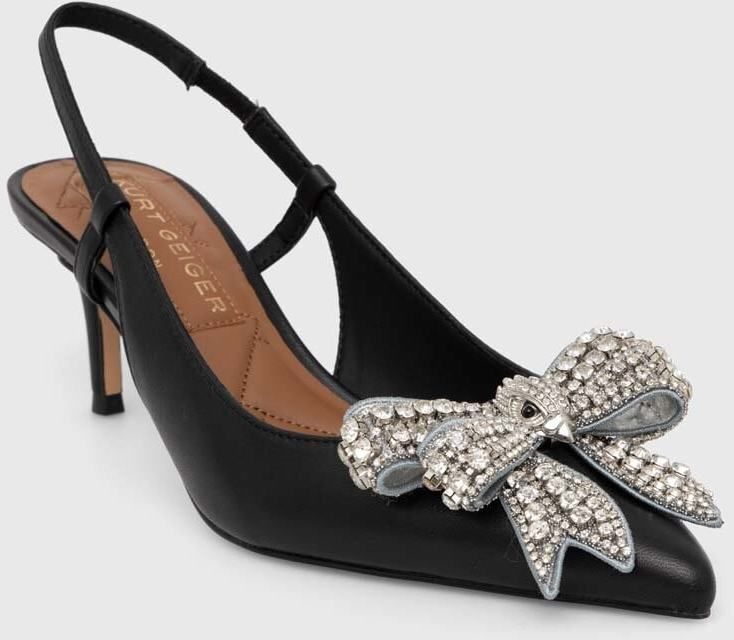 Kožené lodičky Kurt Geiger London Belgravia Bow Sling čierna farba, 621700109