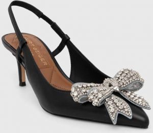 Kožené lodičky Kurt Geiger London Belgravia Bow Sling čierna farba, 621700109