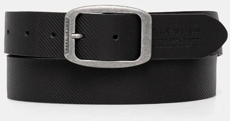 Kožený opasok Pepe Jeans WADE BELT pánsky, čierna farba, PM021025