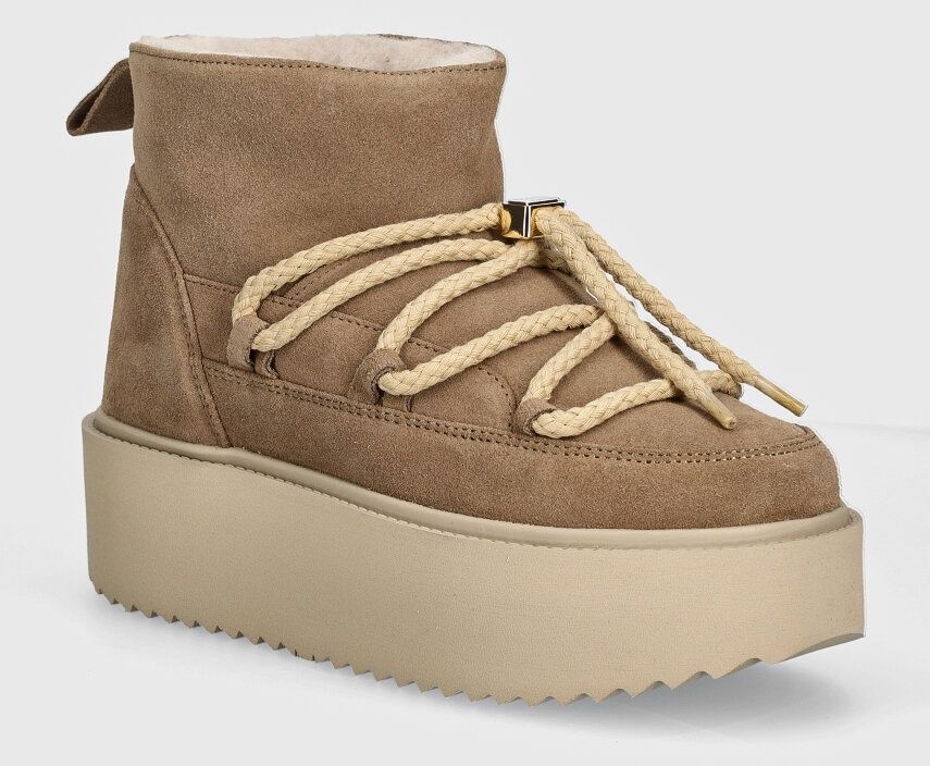 Semišové snehule Inuikii Classic Low Platform béžová farba, 1001.006.0012