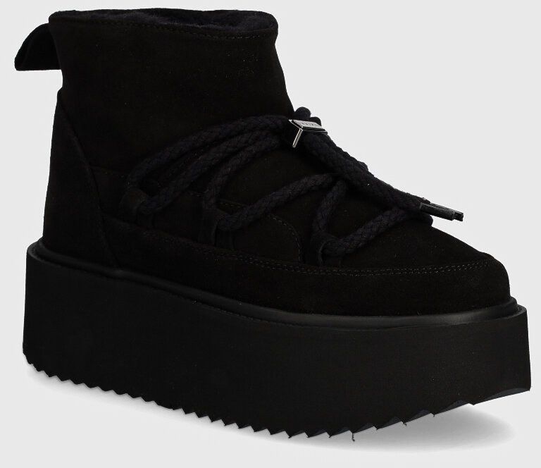 Semišové snehule Inuikii Classic Low Platform čierna farba, 1001.006.0012