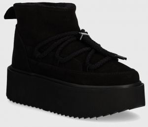 Semišové snehule Inuikii Classic Low Platform čierna farba, 1001.006.0012