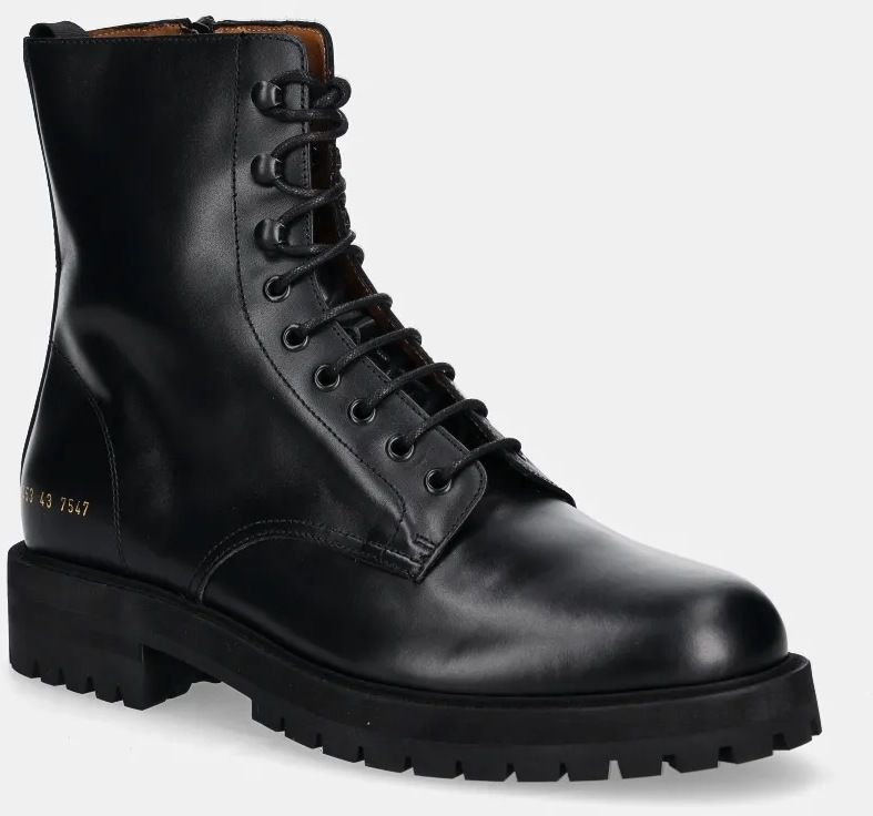 Kožené členkové topánky Common Projects Combat pánske, čierna farba, 2453