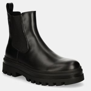 Kožené topánky chelsea Calvin Klein Jeans LUGGED CHELSEA BOOT LTH pánske, čierna farba, YM0YM01069