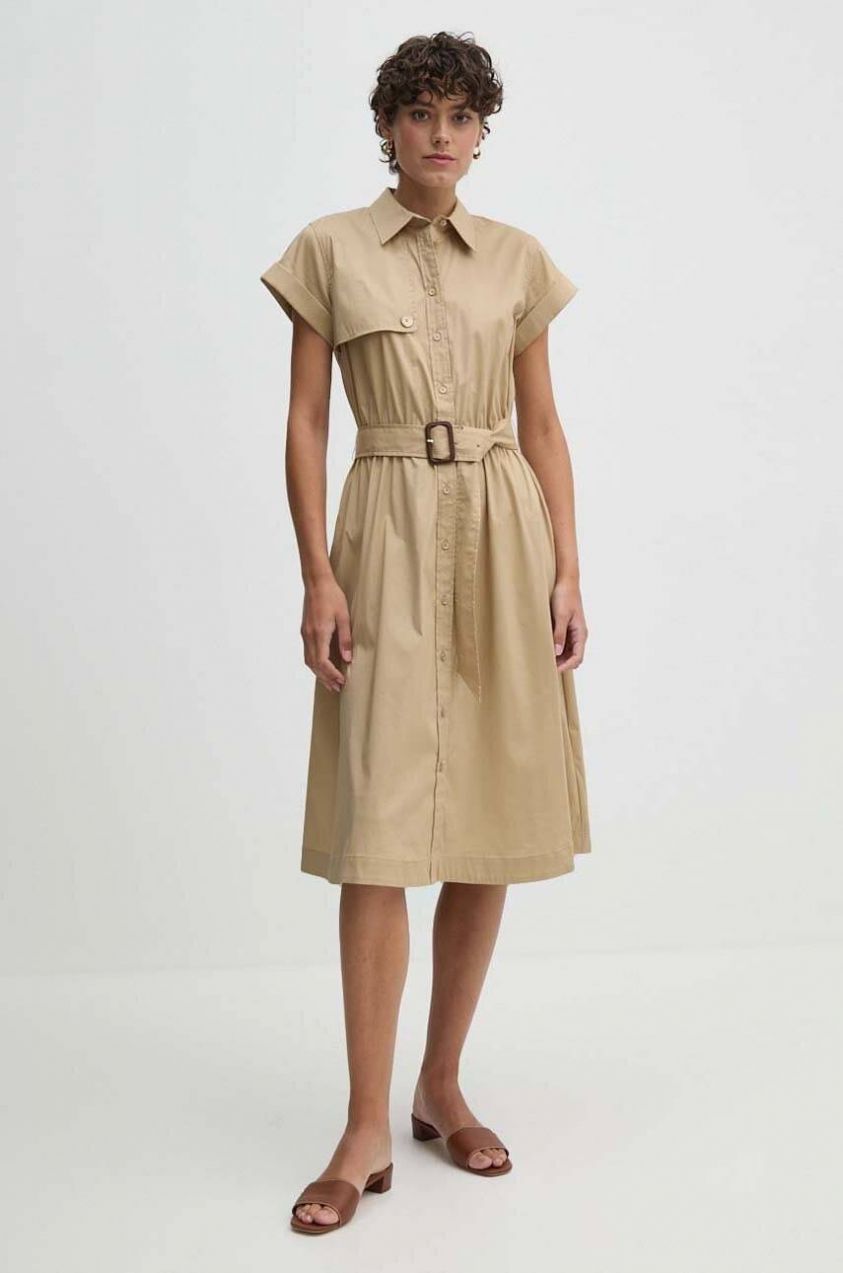Šaty Lauren Ralph Lauren béžová farba, mini, áčkový strih, 250941649
