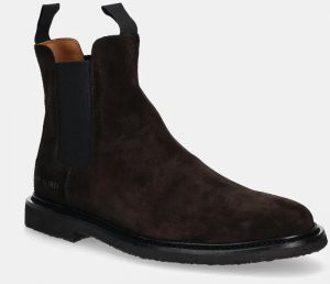 Semišové topánky chelsea Common Projects Chelsea in Waxed Suede pánske, hnedá farba, 2446