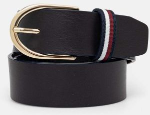 Kožený opasok Tommy Hilfiger dámsky, tmavomodrá farba, AW0AW16596