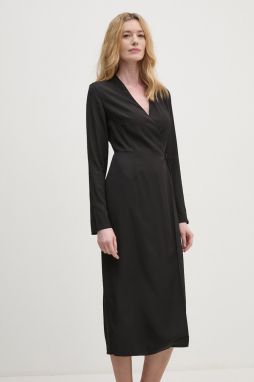 Šaty Calvin Klein čierna farba, midi, áčkový strih, K20K207658