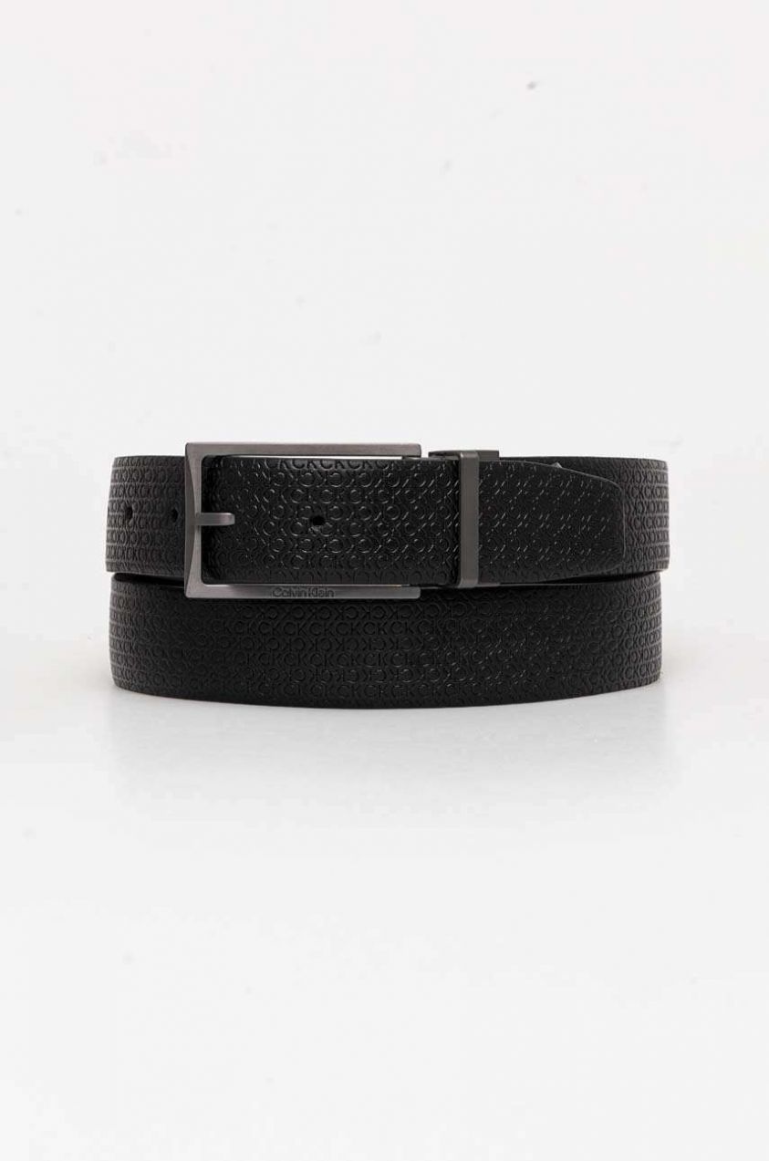 Obojstranný kožený opasok Calvin Klein pánsky, čierna farba, K50K512341