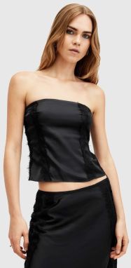 Top AllSaints MORGAN čierna farba, s nášivkou, W029PB
