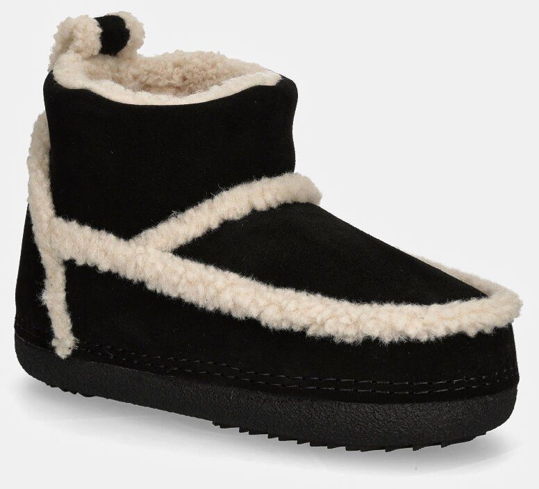 Semišové snehule Inuikii Classic Shearling Low čierna farba, 75101-009