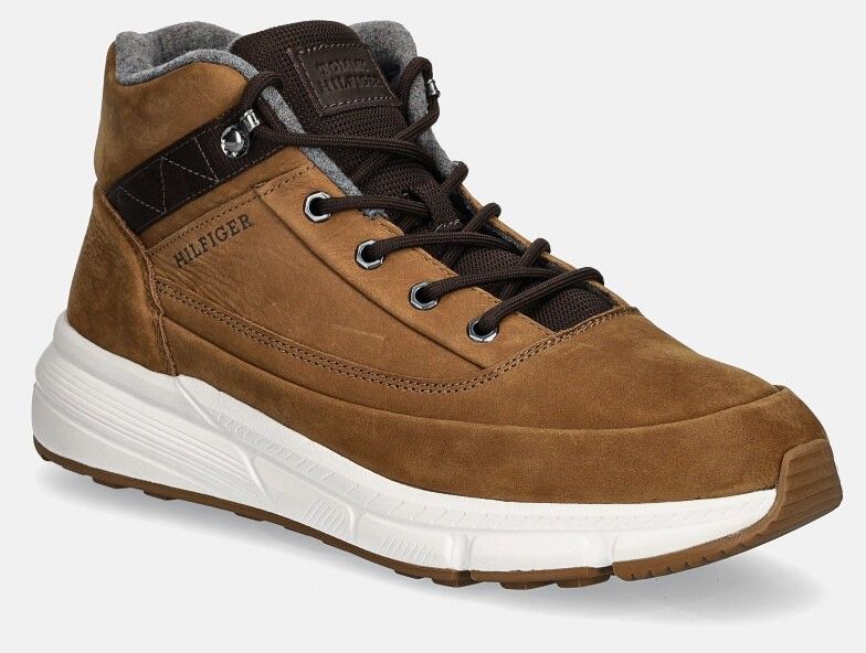 Členkové topánky Tommy Hilfiger HILFIGER WARM NUBUCK HYBRID B pánske, hnedá farba, FM0FM05189
