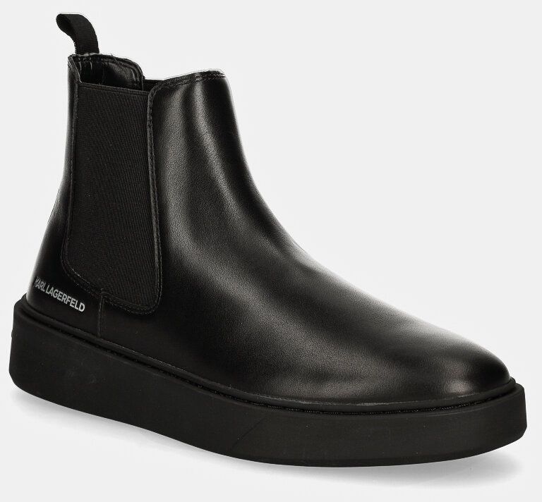 Kožené topánky chelsea Karl Lagerfeld FLINT pánske, čierna farba, KL53340A