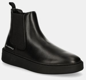 Kožené topánky chelsea Karl Lagerfeld FLINT pánske, čierna farba, KL53340A