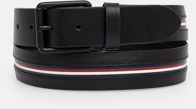 Kožený opasok Tommy Hilfiger pánsky, čierna farba, AM0AM12813
