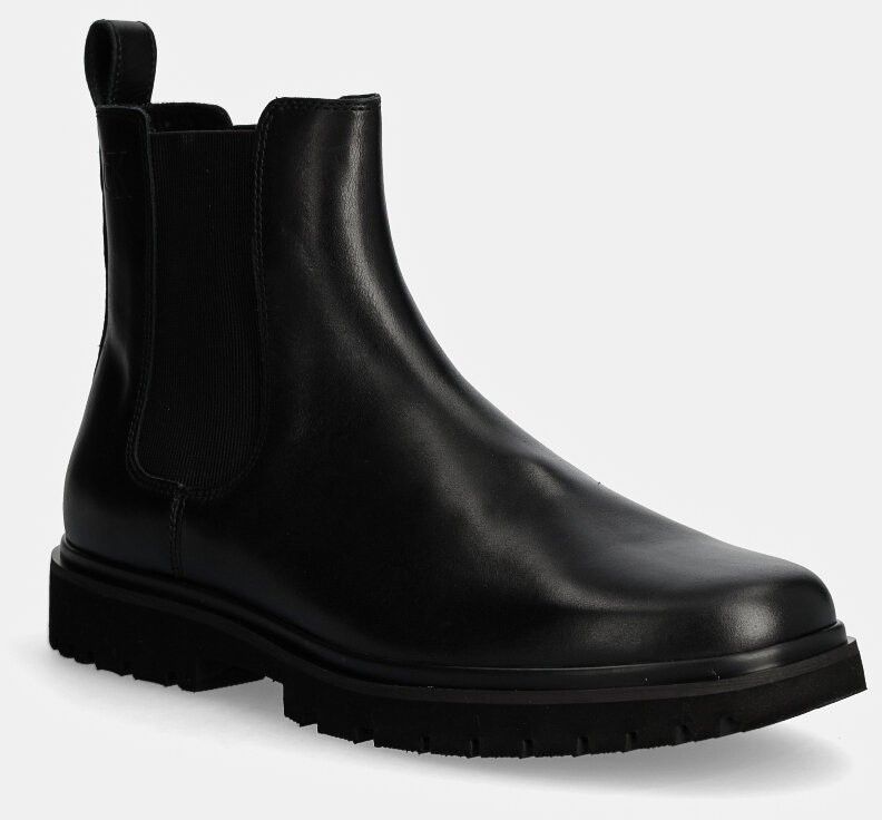 Kožená obuv Calvin Klein Jeans EVA BOOT MID CHELSEA UNIFORM DR pánska, čierna farba, YM0YM01072