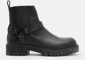 Kožená obuv AllSaints Hank Biker Boot pánska, čierna farba, M017FB