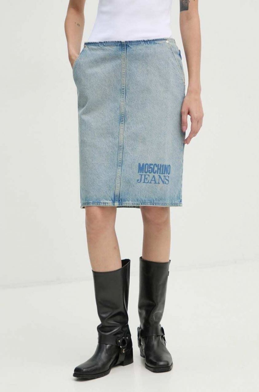 Rifľová sukňa Moschino Jeans mini, rovný strih, J0106 8720
