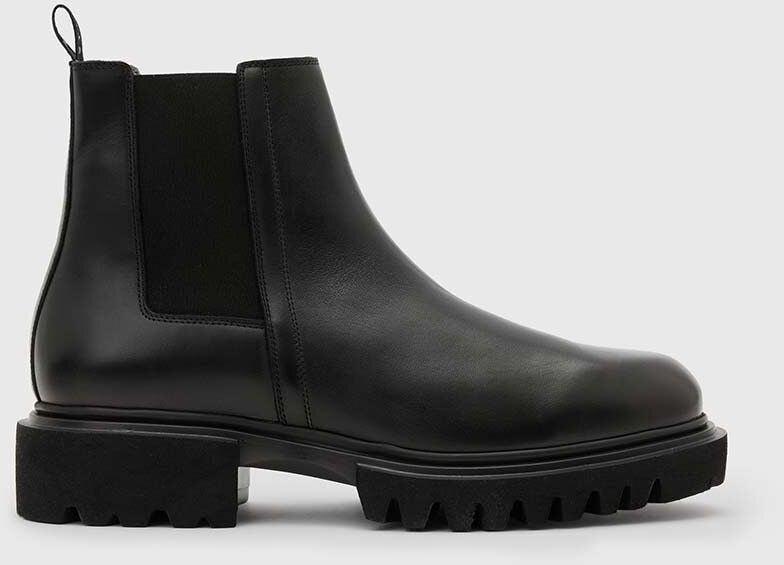 Kožené topánky chelsea AllSaints VINCE BOOT pánske, čierna farba, M050FB