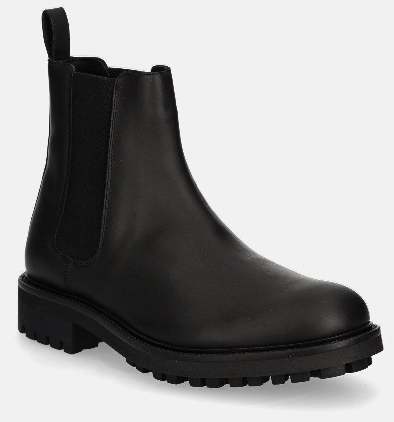 Kožené topánky chelsea Calvin Klein CHELSEA BOOT RUB pánske, čierna farba, HM0HM01610