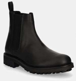 Kožené topánky chelsea Calvin Klein CHELSEA BOOT RUB pánske, čierna farba, HM0HM01610