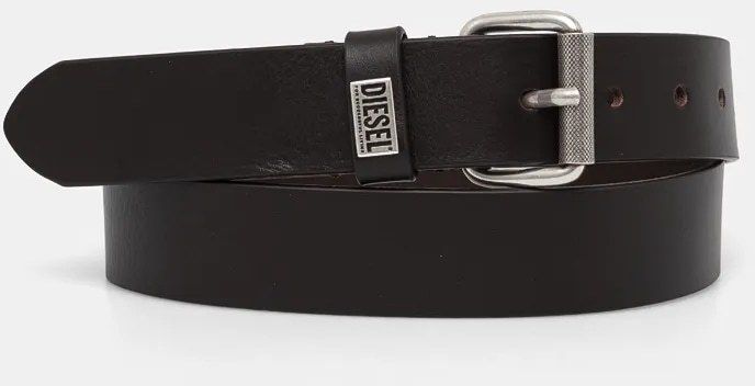 Kožený opasok Diesel B-BISCOTTO-LOOP pánsky, čierna farba, X09798.PR227
