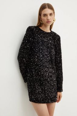 Šaty Elisabetta Franchi čierna farba, mini, rovný strih, AB70347E2