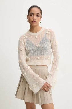 Vlnený sveter Rotate Light Knit Ls Sweater dámsky, béžová farba, tenký, 112999857