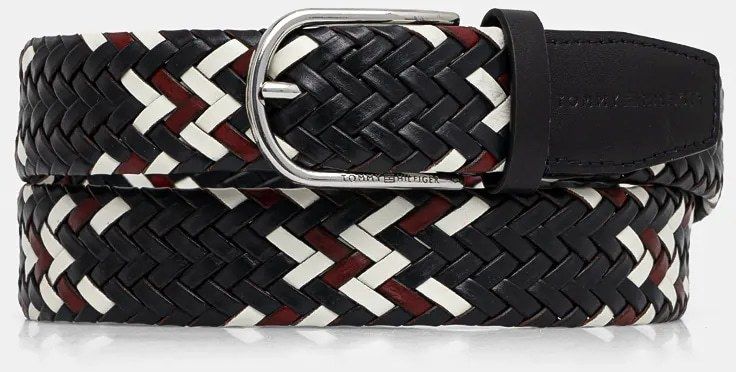 Kožený opasok Tommy Hilfiger pánsky, tmavomodrá farba, AM0AM12824