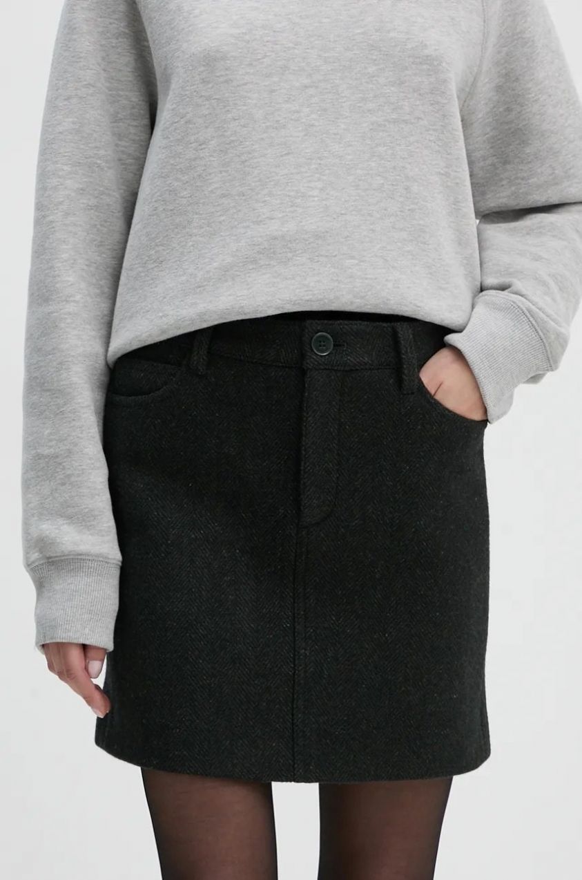 Vlnená sukňa ZADIG&VOLTAIRE zelená farba, mini, puzdrová, WWSK00390