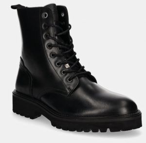 Kožená obuv Pepe Jeans PMS50254 pánska, čierna farba, DURHAM COMBAT