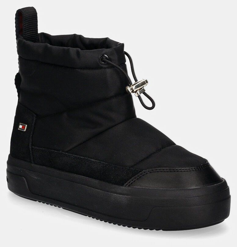 Snehule Tommy Hilfiger FLAG NYLON MINI SNOWBOOT čierna farba, FW0FW08334