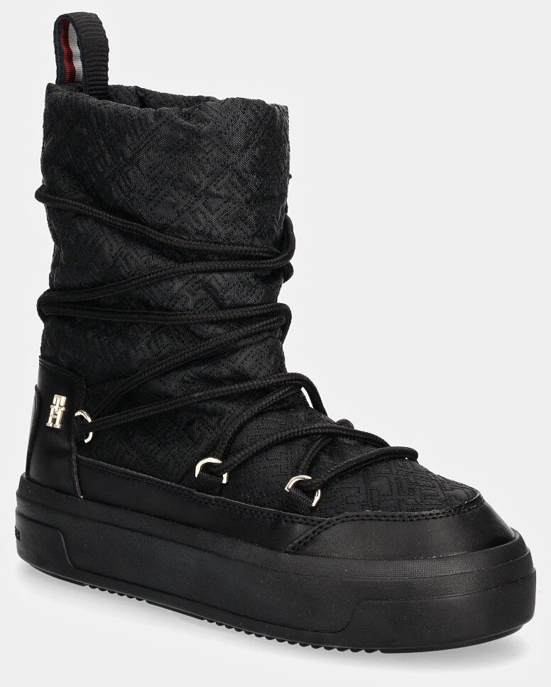 Snehule Tommy Hilfiger LACE-UP MONOGRAM SNOWBOOT čierna farba, FW0FW08430