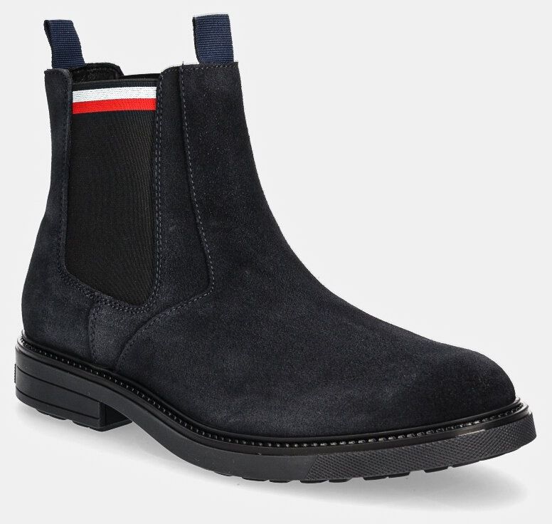Semišové topánky chelsea Tommy Hilfiger HILIFGER OUTDOOR SUEDE CHELSEA pánske, tmavomodrá farba, FM0FM05191