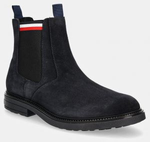 Semišové topánky chelsea Tommy Hilfiger HILIFGER OUTDOOR SUEDE CHELSEA pánske, tmavomodrá farba, FM0FM05191