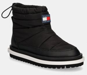 Snehule Tommy Jeans TJW PADDED FLAT BOOT WL čierna farba, EN0EN02725