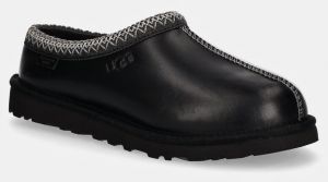 Kožené papuče UGG Tasman Lthr Regen čierna farba, 1163890-BLK
