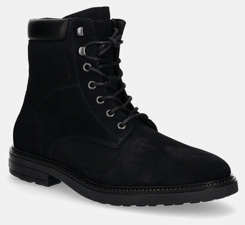 Semišové členkové topánky Tommy Hilfiger HILFIGER OUTDOOR SUEDE BOOT tmavomodrá farba, FM0FM05193