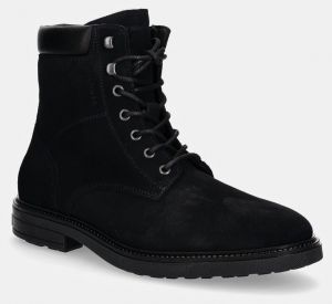 Semišové členkové topánky Tommy Hilfiger HILFIGER OUTDOOR SUEDE BOOT tmavomodrá farba, FM0FM05193