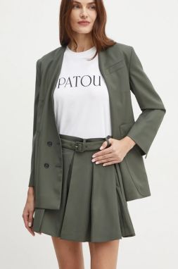 Vlnená sukňa Patou zelená farba, mini, áčkový strih, SK0710103