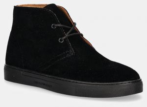Semišové členkové topánky Emporio Armani čierna farba, X4M392 XF053 00002