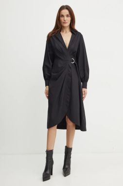 Bavlnené šaty Karl Lagerfeld čierna farba, mini, áčkový strih, 246W1302