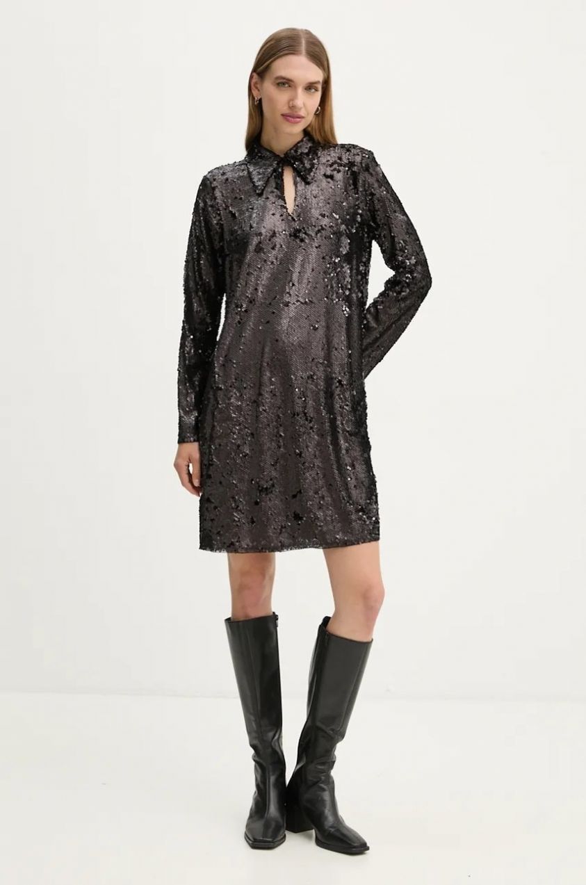 Šaty Bruuns Bazaar MoeaBBUriela dress čierna farba, mini, rovný strih, BBW4191