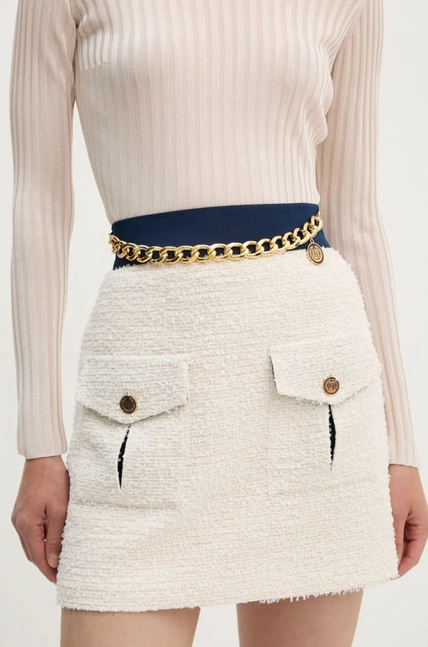 Sukňa Elisabetta Franchi béžová farba, mini, puzdrová, GO07447E2