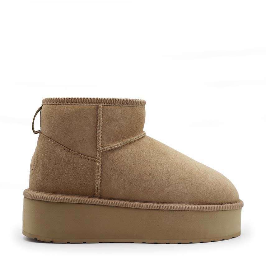 Semišové snehule Emu Australia Stinger Micro Flatform béžová farba, W13082.ALMO