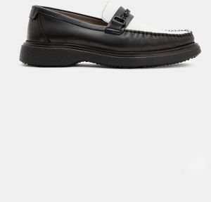 Kožené mokasíny AllSaints Gibbs Chain Loafer pánske, čierna farba, M011FB