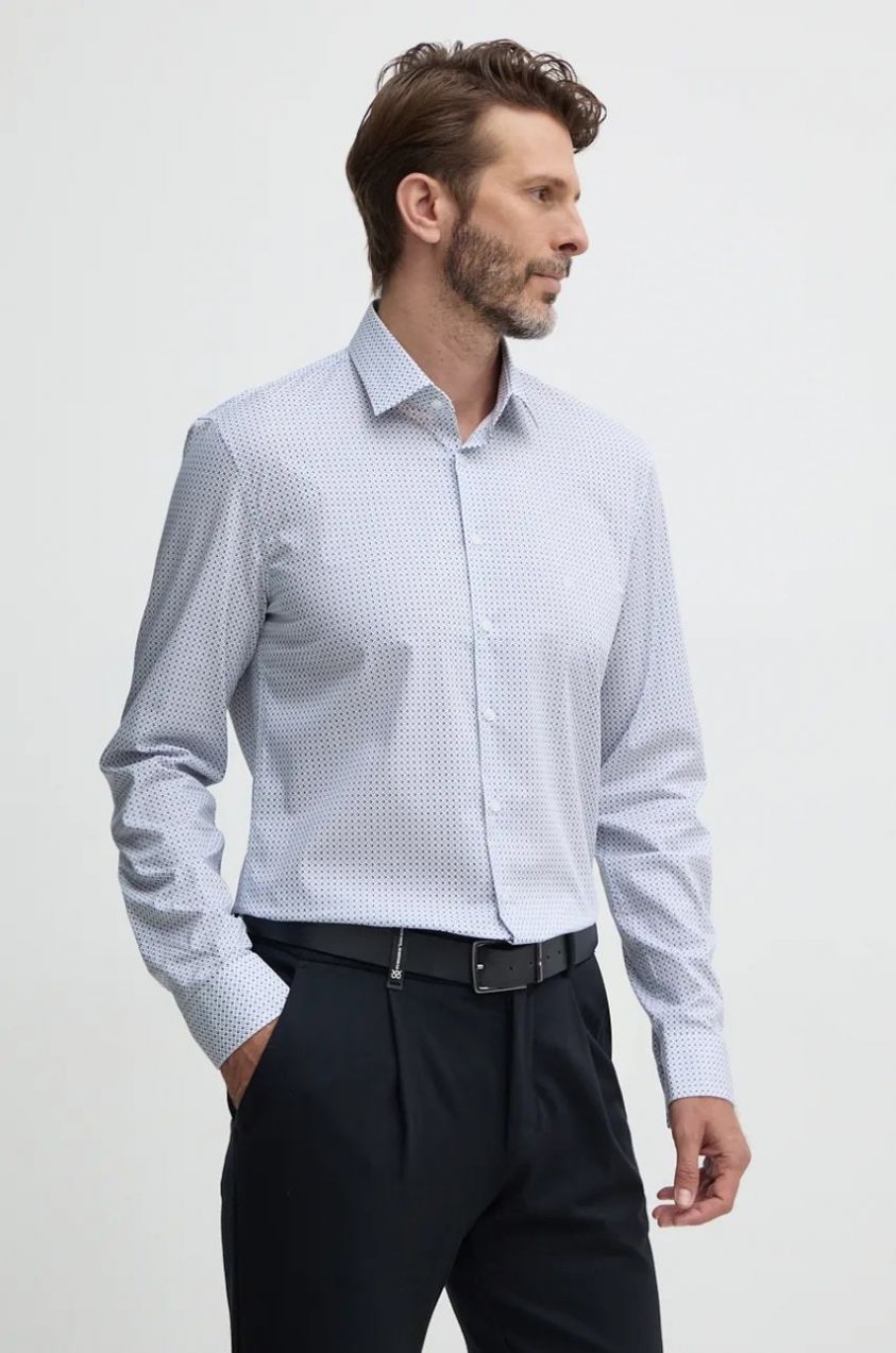 Košeľa Calvin Klein pánska, biela farba, slim, s klasickým golierom, K10K113548