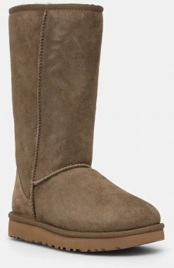 Semišové snehule UGG Classic Tall II zelená farba, 1016224-ALP